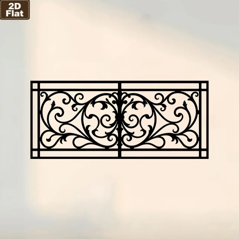 CIFBUY Wrought Iron Wall Decor Vintage Baroque Scroll Metal Art Panel Matte Black Laser Cut Hanging Ornament for Indoor Home Gar