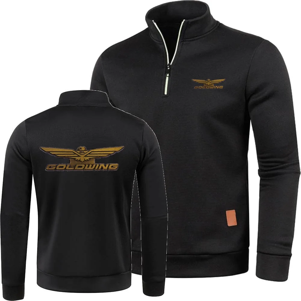 Мужские свитера, Базовая Трикотажная одежда, пуловер с открытым воротником на молнии, топы, зимние свитшоты с воротником Золотой крыльями GL1800