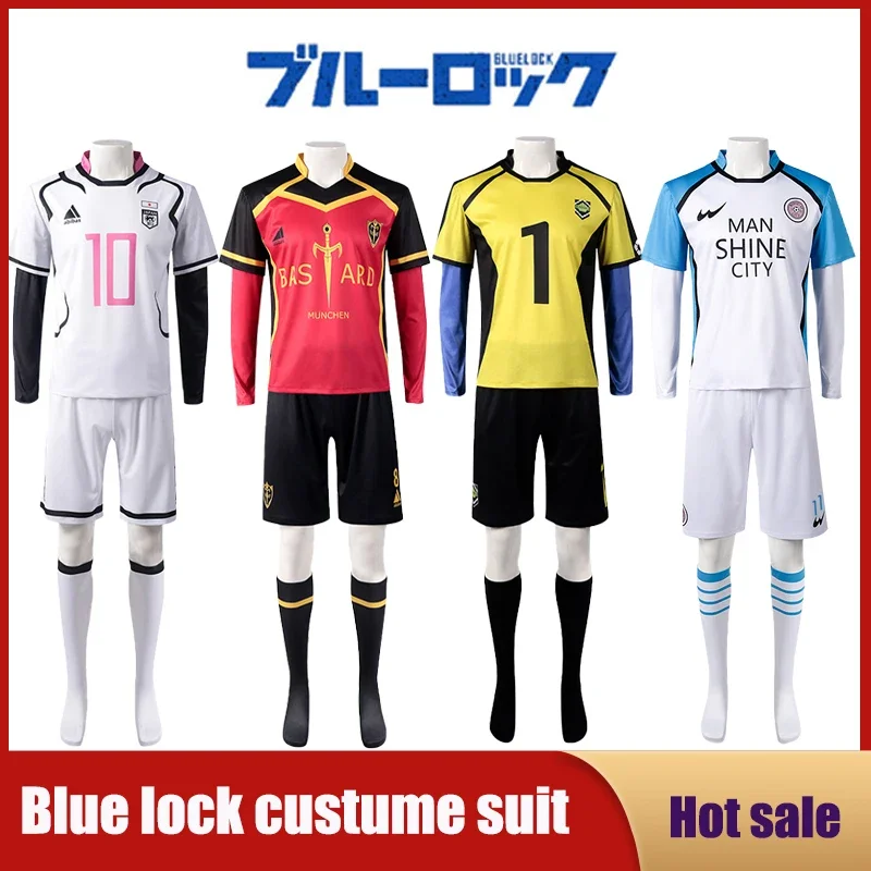 Game Anime Blue Lock Cosplay Costume Wig Shorts T-shirt Stocking Isagi Bachira Chigiri Nagi Reo Ness Football Clothes For Men