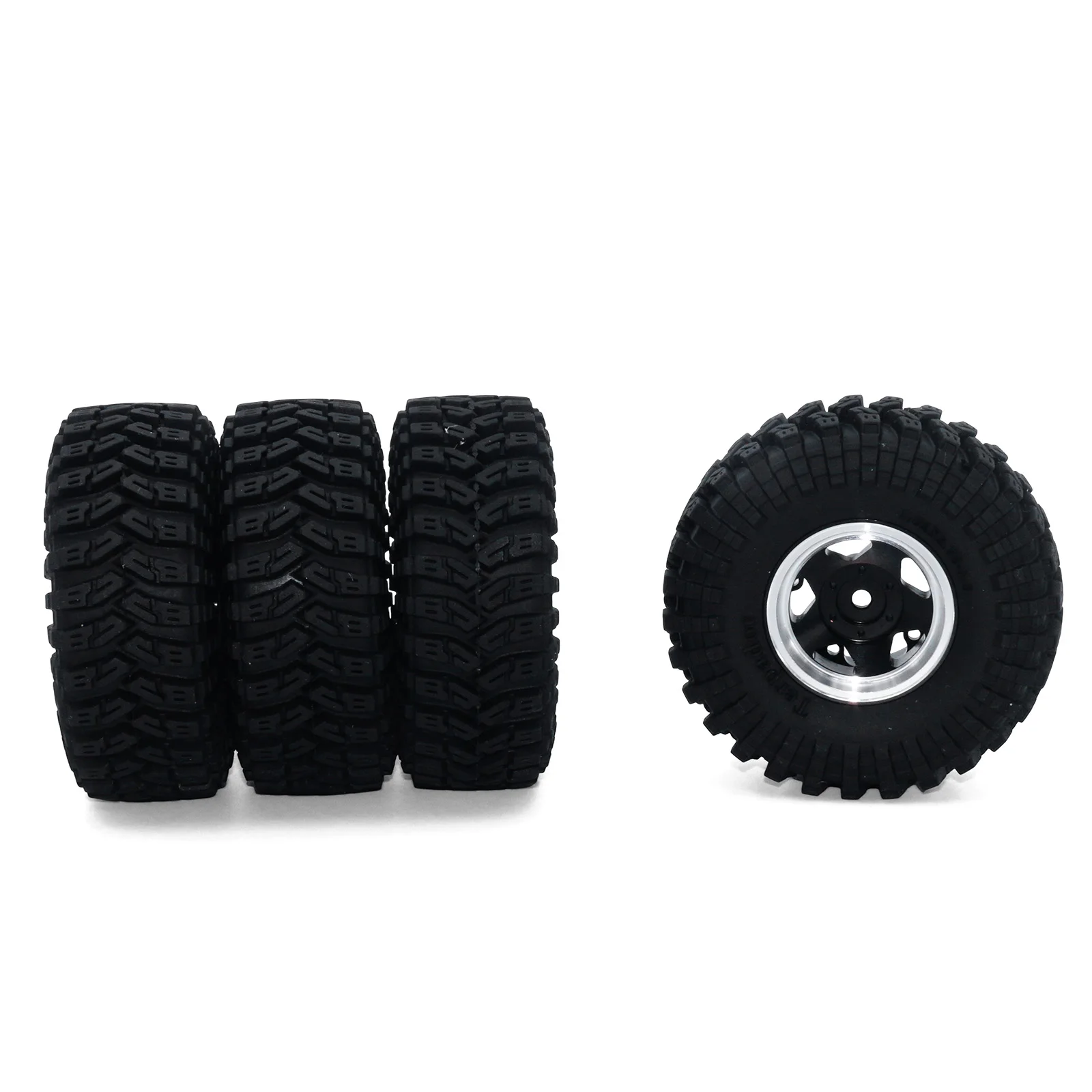 

Axial Scx24/Fms Fcx24 Universal! 1.3inch Bigfoot Terrain Tire Set with Beidouke Rims, Strong Grip, Suitable for 1/18 and 1/24 Scale Crawler Car Upgrades