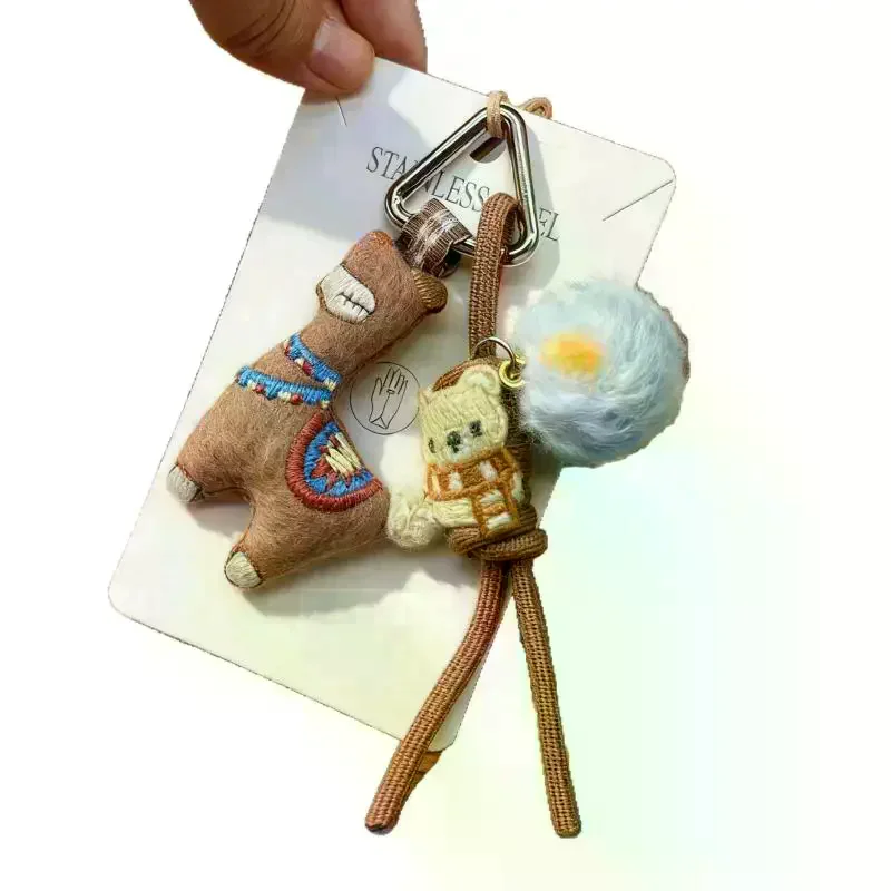 1 stks schattige pony alpaca pop sleutelhanger tas hanger dier pop sleutelhanger voor autosleutels accessoires creatieve geschenken