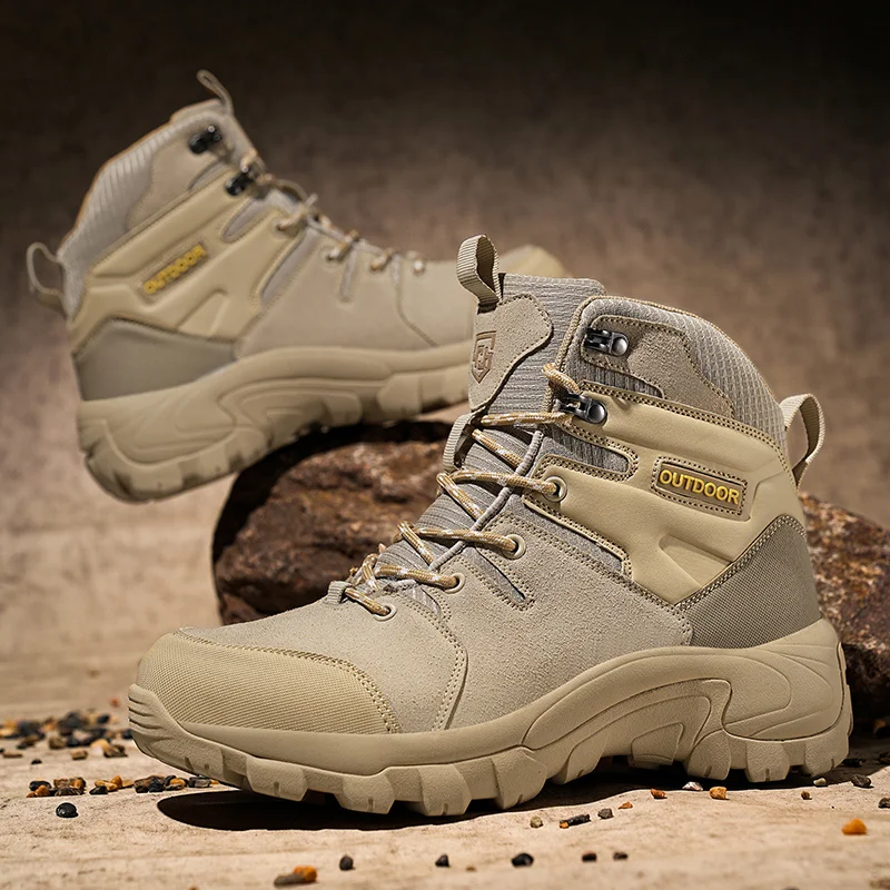 2026 Men's Waterproof Hiking Boots, Lightweight Cushioning, Non-slip Wear-resistant Outdoor Trekking Sneakers for All Terrain