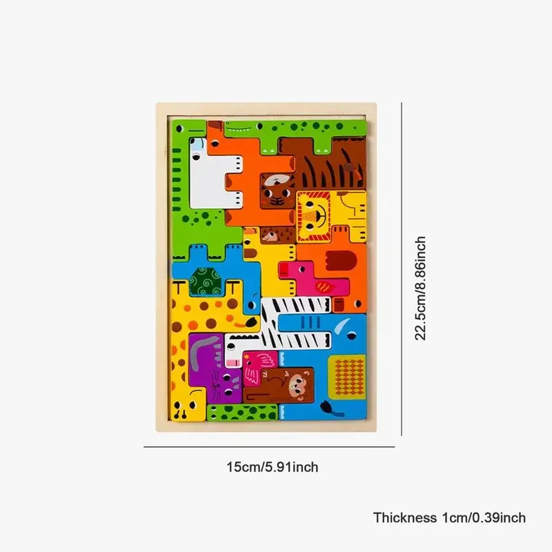 مطبوعة لطيف الحيوان ثلاثية الأبعاد الألغاز الخشبية الملونة Tangram الرياضيات اللعب مرحلة ما قبل المدرسة الاطفال الفكرية التعليمية الأطفال لعبة مونتيسوري