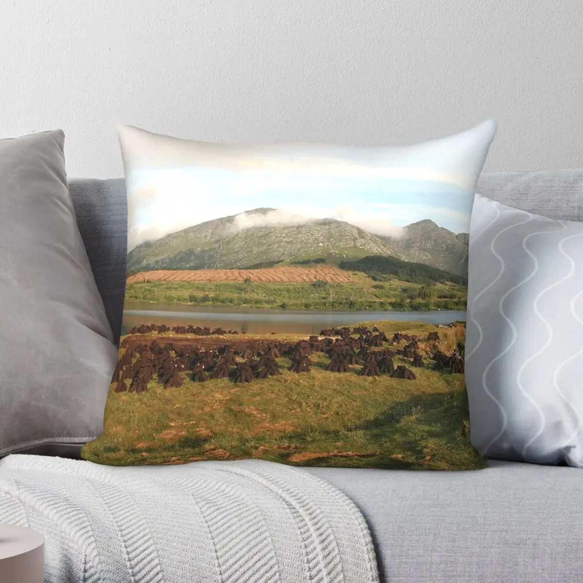 Early Morning Lough Inagh Square Pillowcase Polyester Linen Velvet Creative Zip Decorative Home Cushion Cover 18
