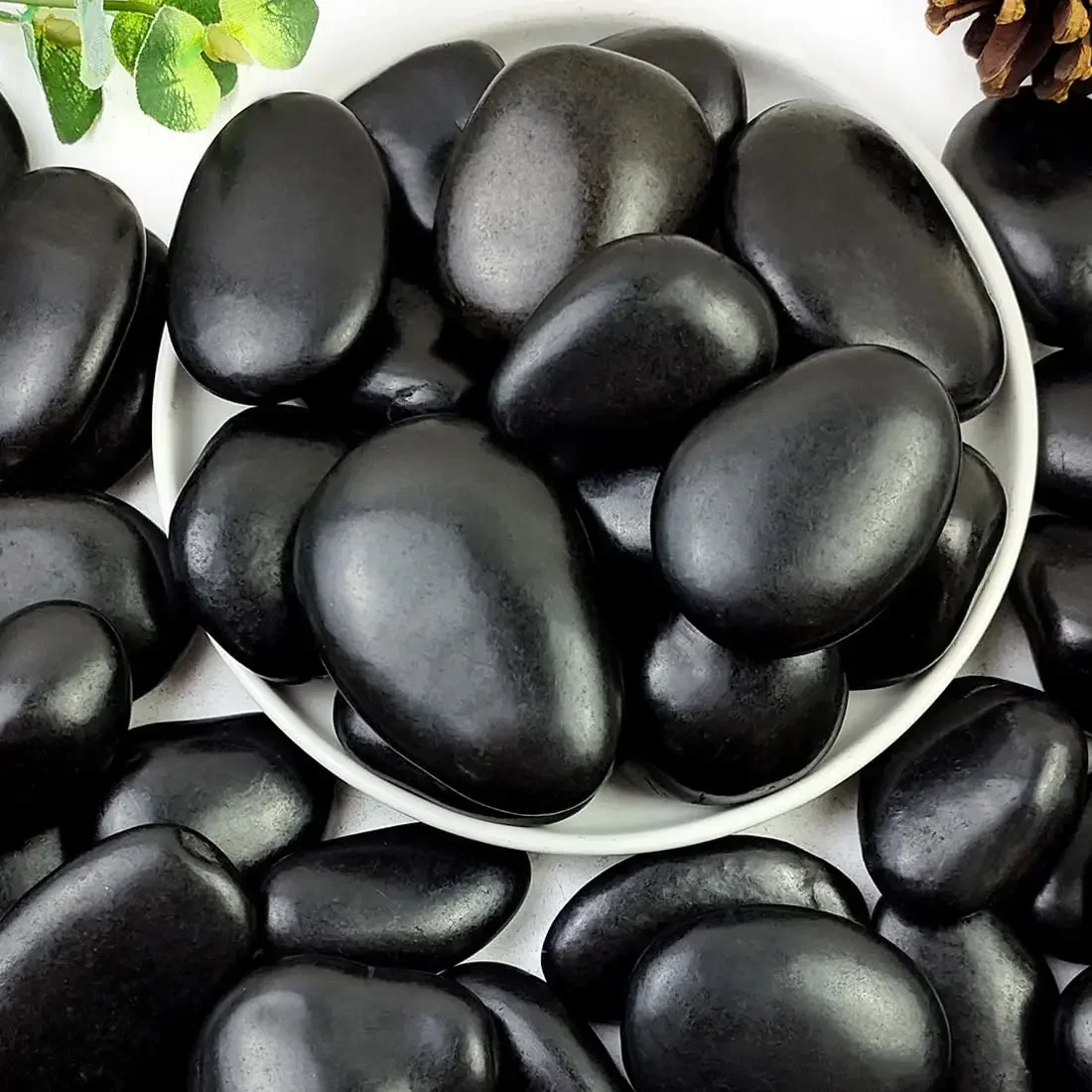 

40lbs Black Rocks for Landscaping, 2-3 Inch High Polished Pebbles Natural Large River Rocks for Plants, Decorative Stones Garden