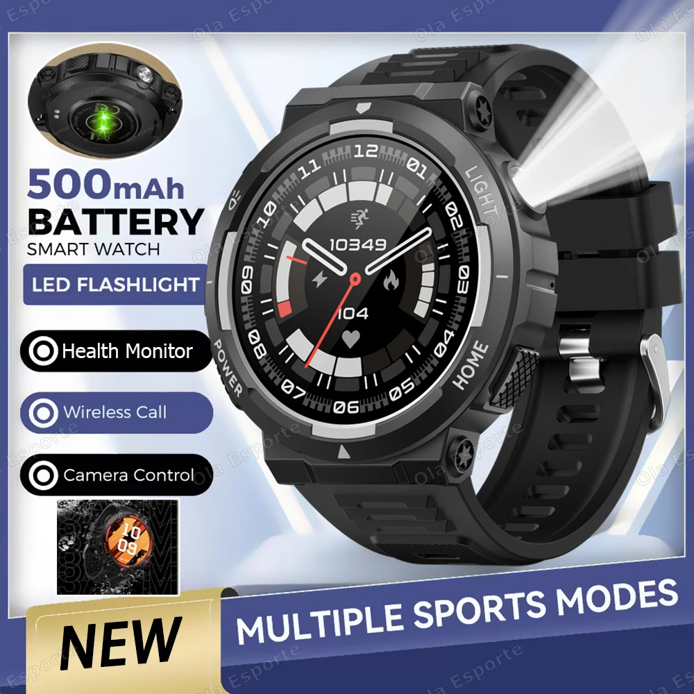 

Военные GPS-трековые умные часы для мужчин, 1,53-дюймовый уличный фонарик, Bluetooth-монитор для звонков и здоровья, водонепроницаемые спортивные умные часы для фитнеса