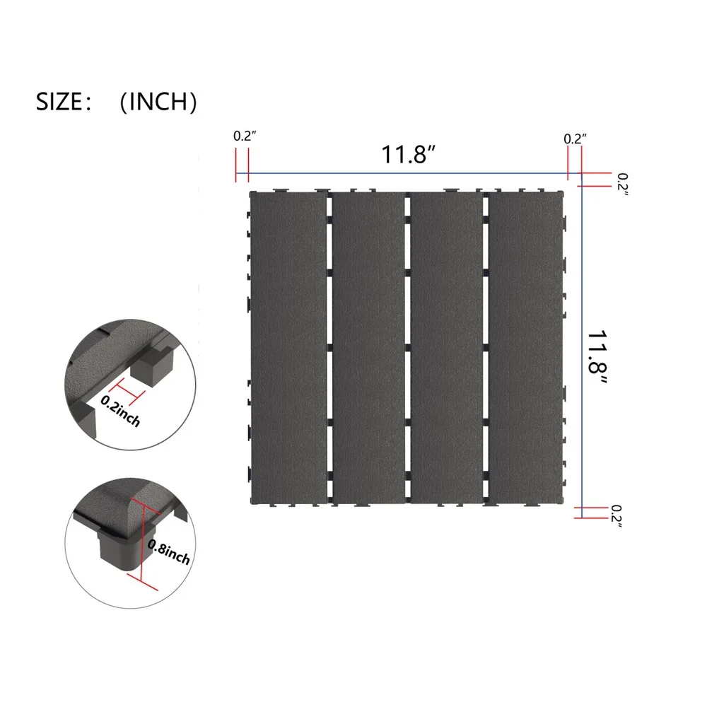 Plastic Interlocking Deck Tiles,44 Pack Patio Deck Tiles,12