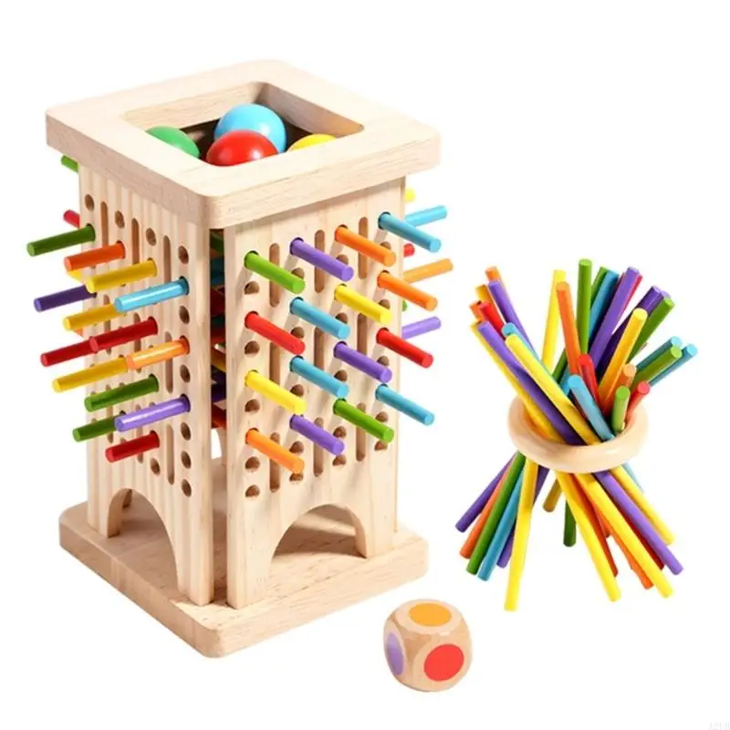 Colorful Wooden Stacking Tower Game For Kids With Base Enhances Focusing And Hand Eye Coordination A2UB
