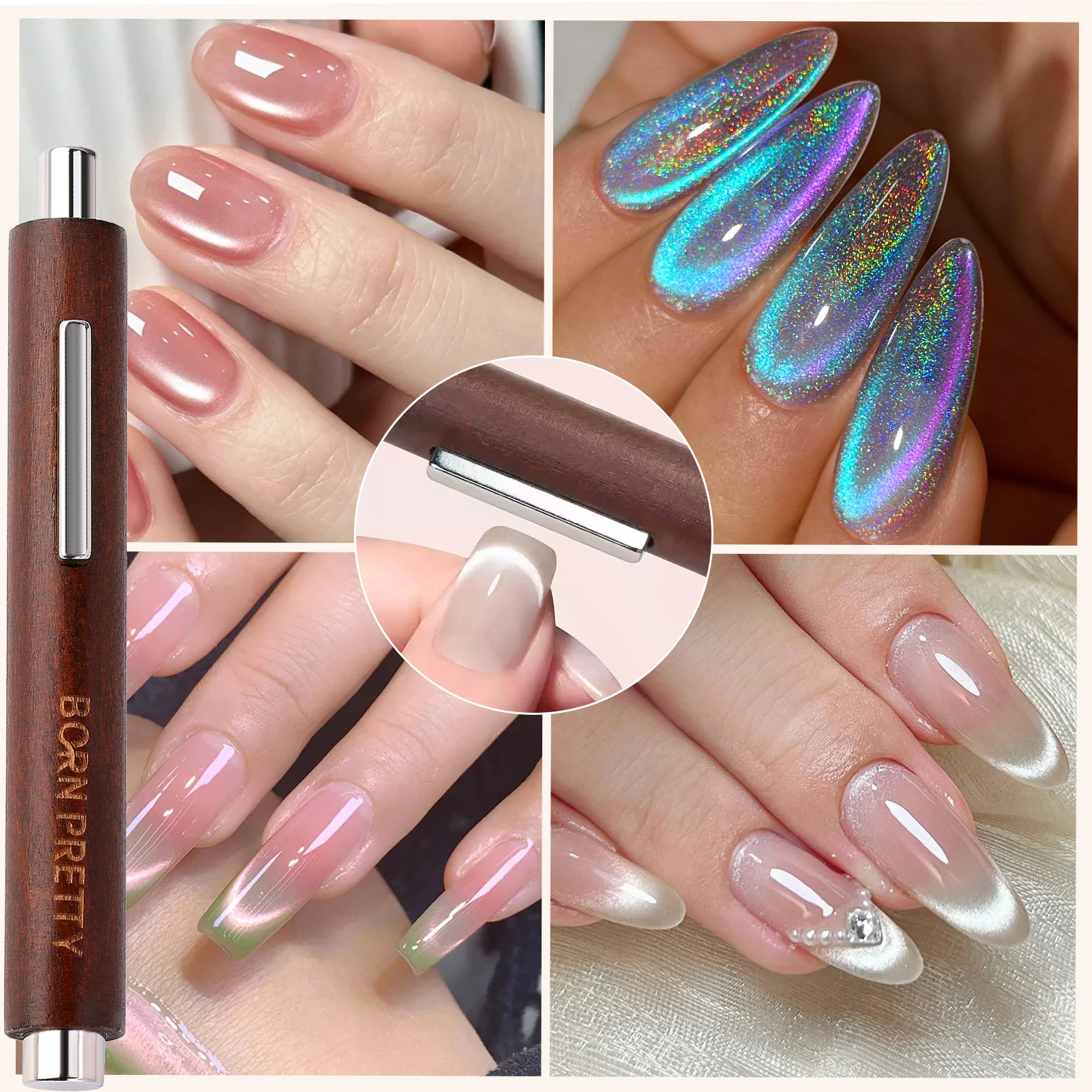 

BORN PRETTY 3-в-1 Многофункциональная магнитная палочка для кошек, сверхсильная магнитная ручка для гель-лака, большой цилиндр, магнитный инструмент для ногтей