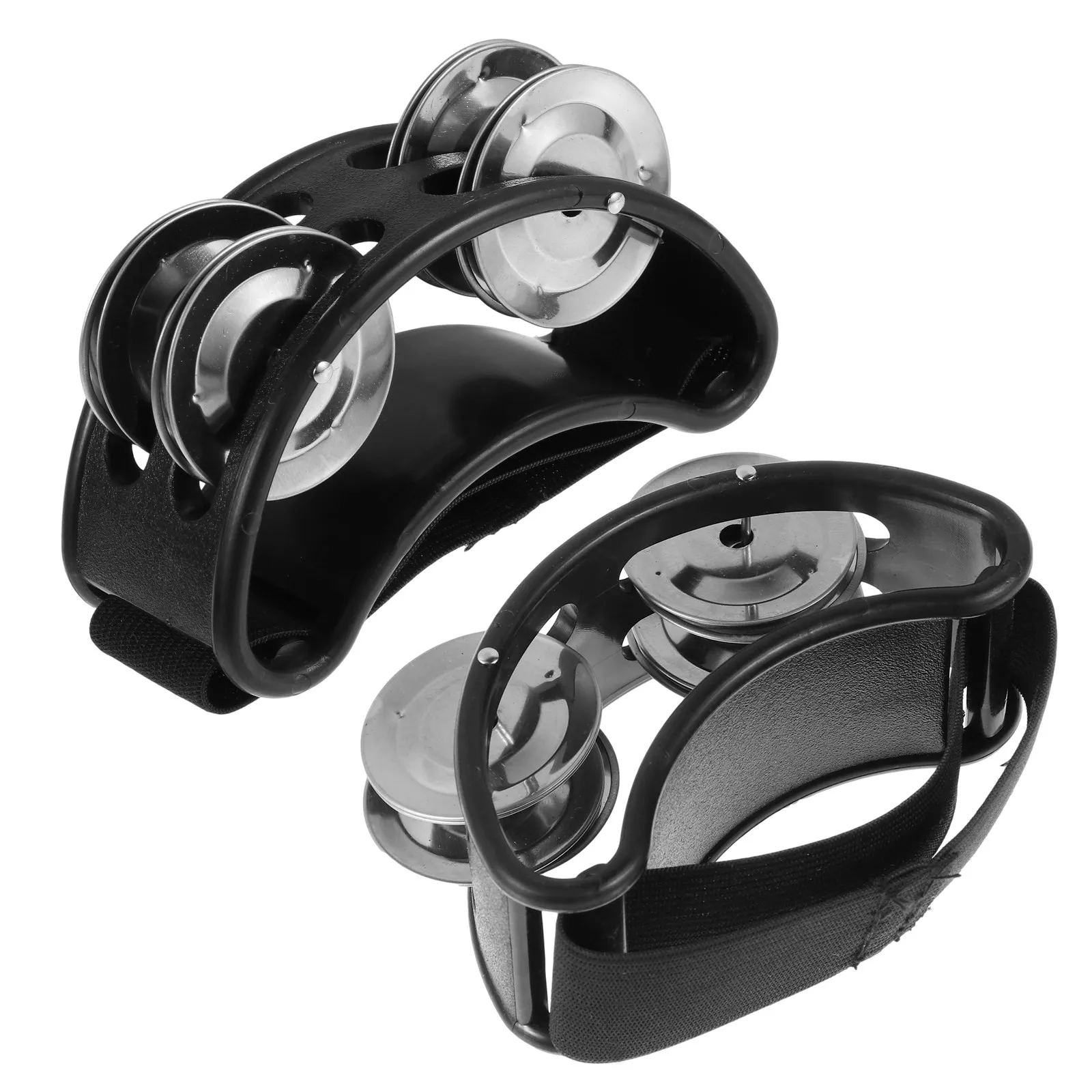 

2Pcs Foot Tambourine with Adjustable Strap Black Percussion Instrument Musical Bells for Kids Music Education Foot Jingle Bells