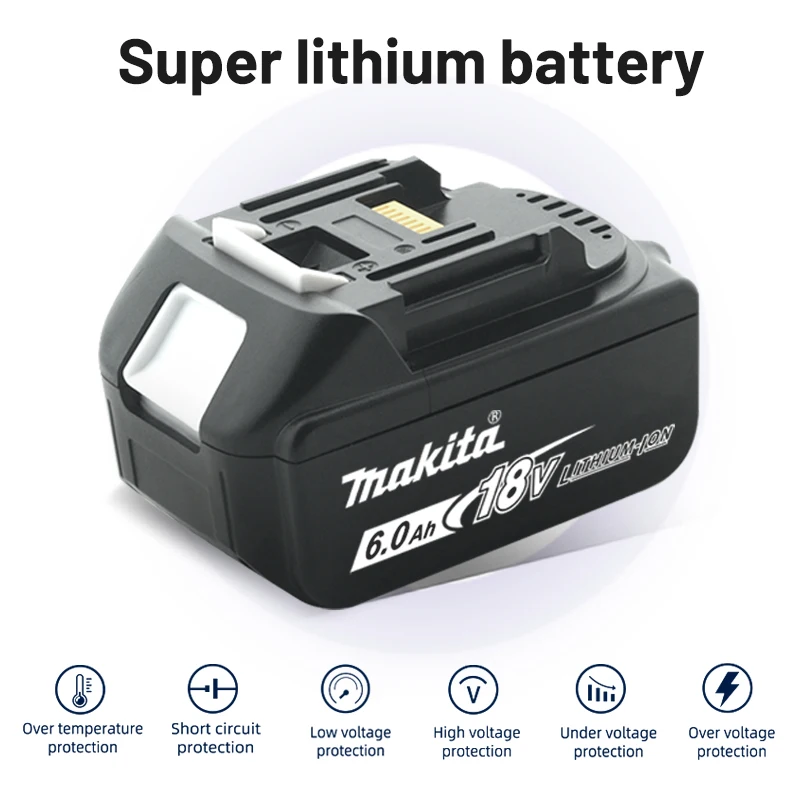 Makita battery, rechargeable 18V6.0Ah lithium battery, Makita 18V BL1840, BL1830, BL1850, BL1850B original Makita tool battery