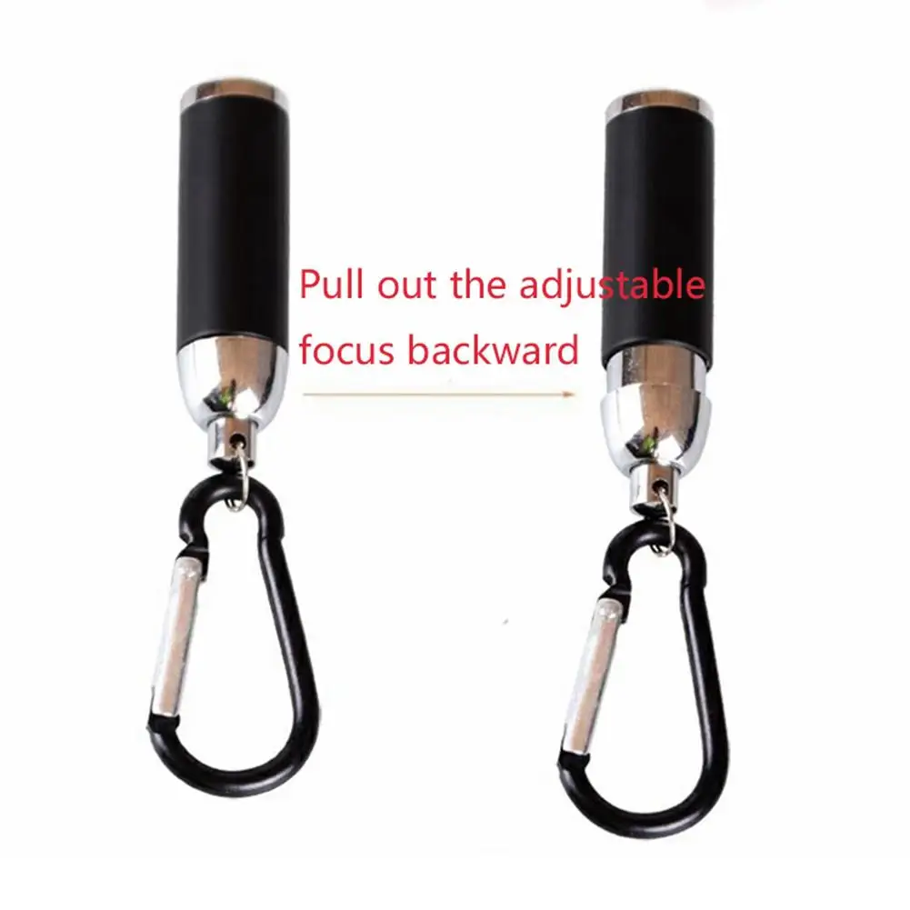 Led Zoom Mini Flashlight Telescopic Strong Light Torch With Keychain Pendant Creative Mountaineering Buckle Gift Dropship