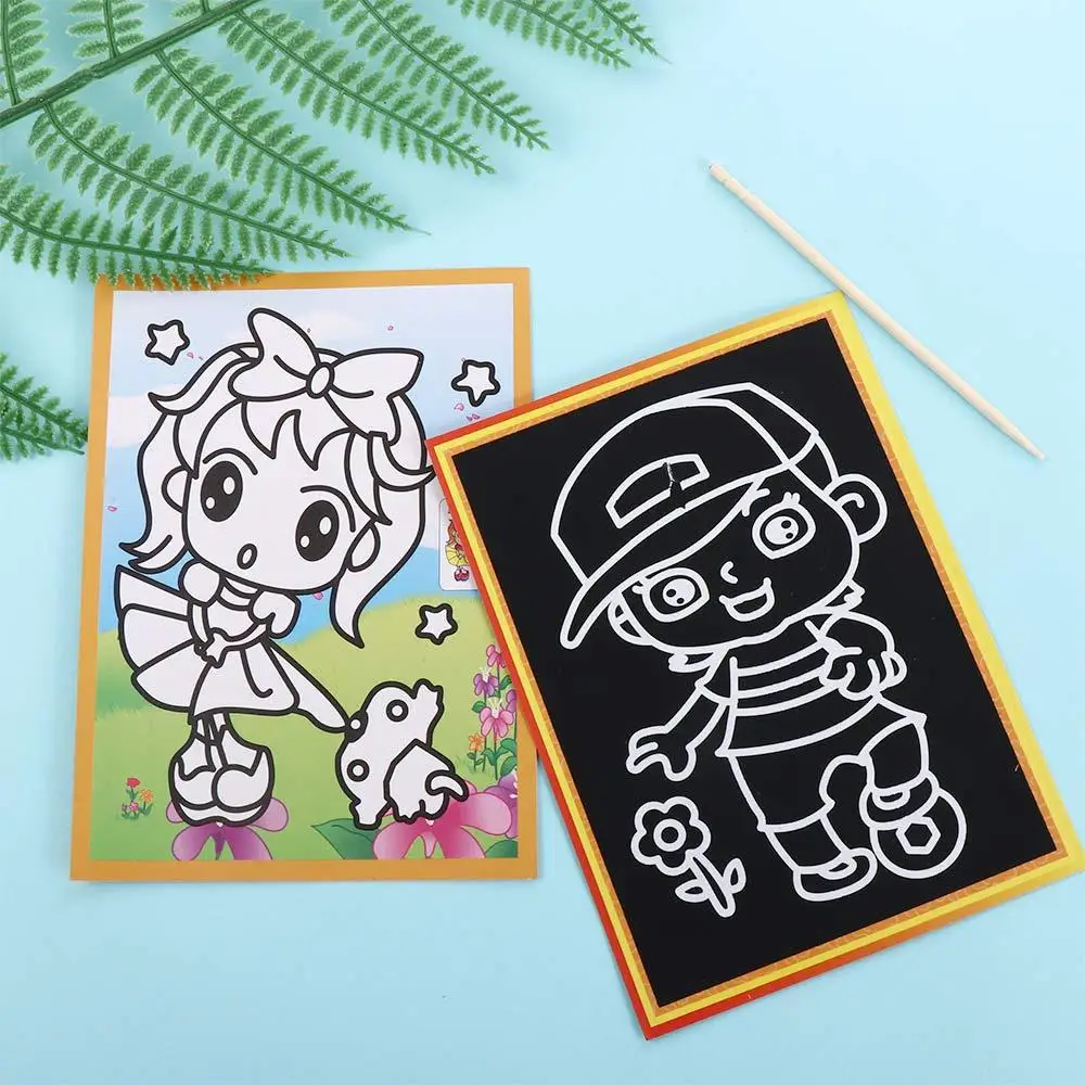 Stickers Educational  Art Child Painting Coloring Books Colored Scratch Paper Drawing Board Magic Scratch Magic Doodle Board