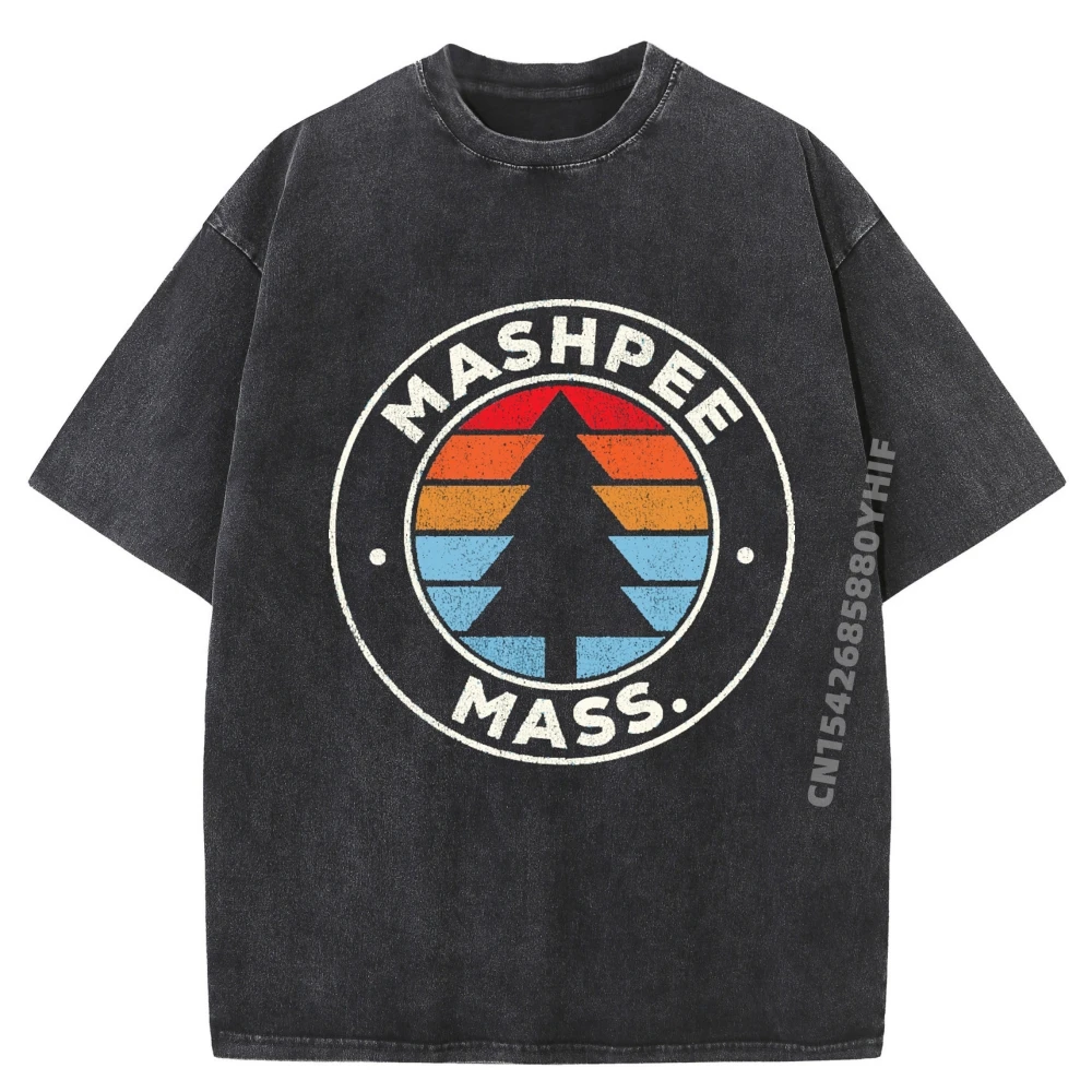 

Mashpee Massachusetts Ma 70s Streetwear Men Graphic T Shirts For Men Group Printed Tees Loose Washed Shirt