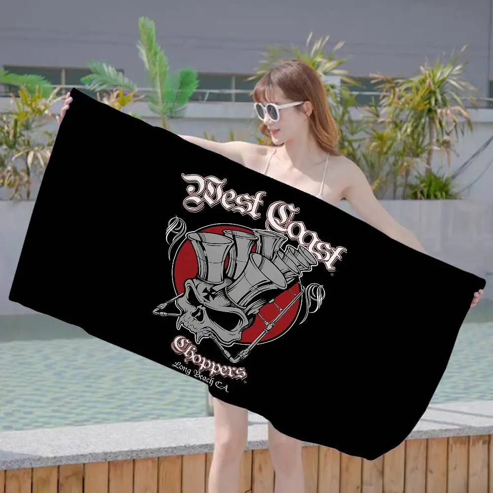 West C-Coast C-Choppers Beach Towel Colorful Bath Towels for Girl Microfiber Quick Dry Custom Sand Free Beach Yoga Spa Gym Pool