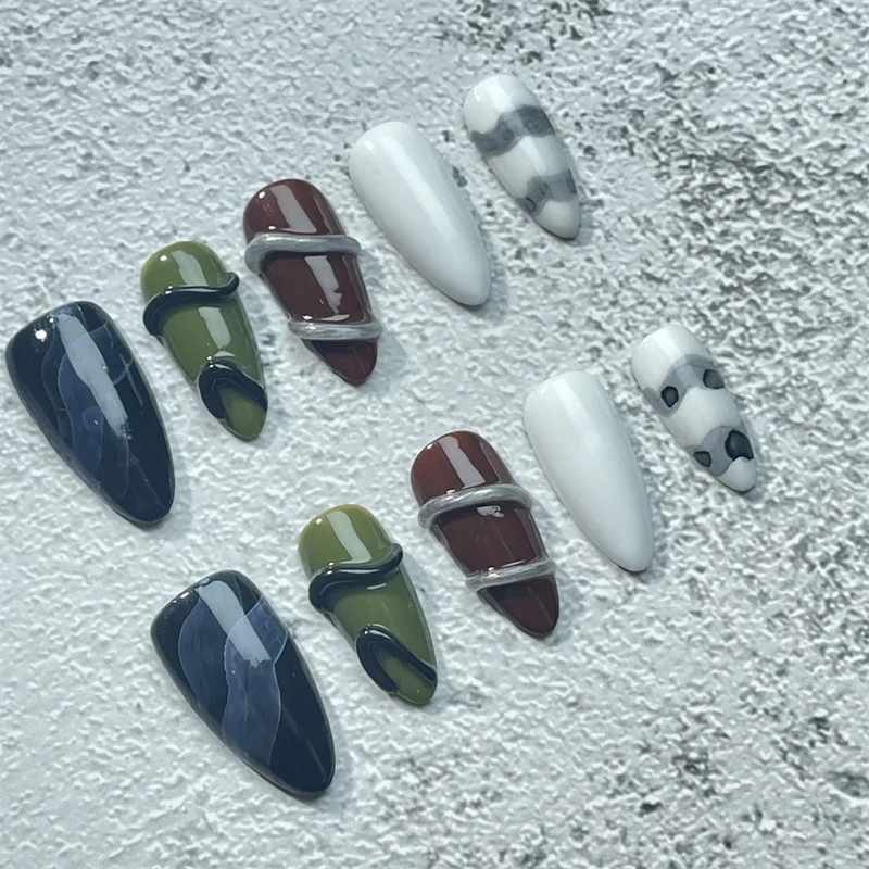 Middle Almond Handmade Press On Nails Fake Nails Smudge Manicure Beauty Artificial Full Cover Decoration Full Cover Finger Tips