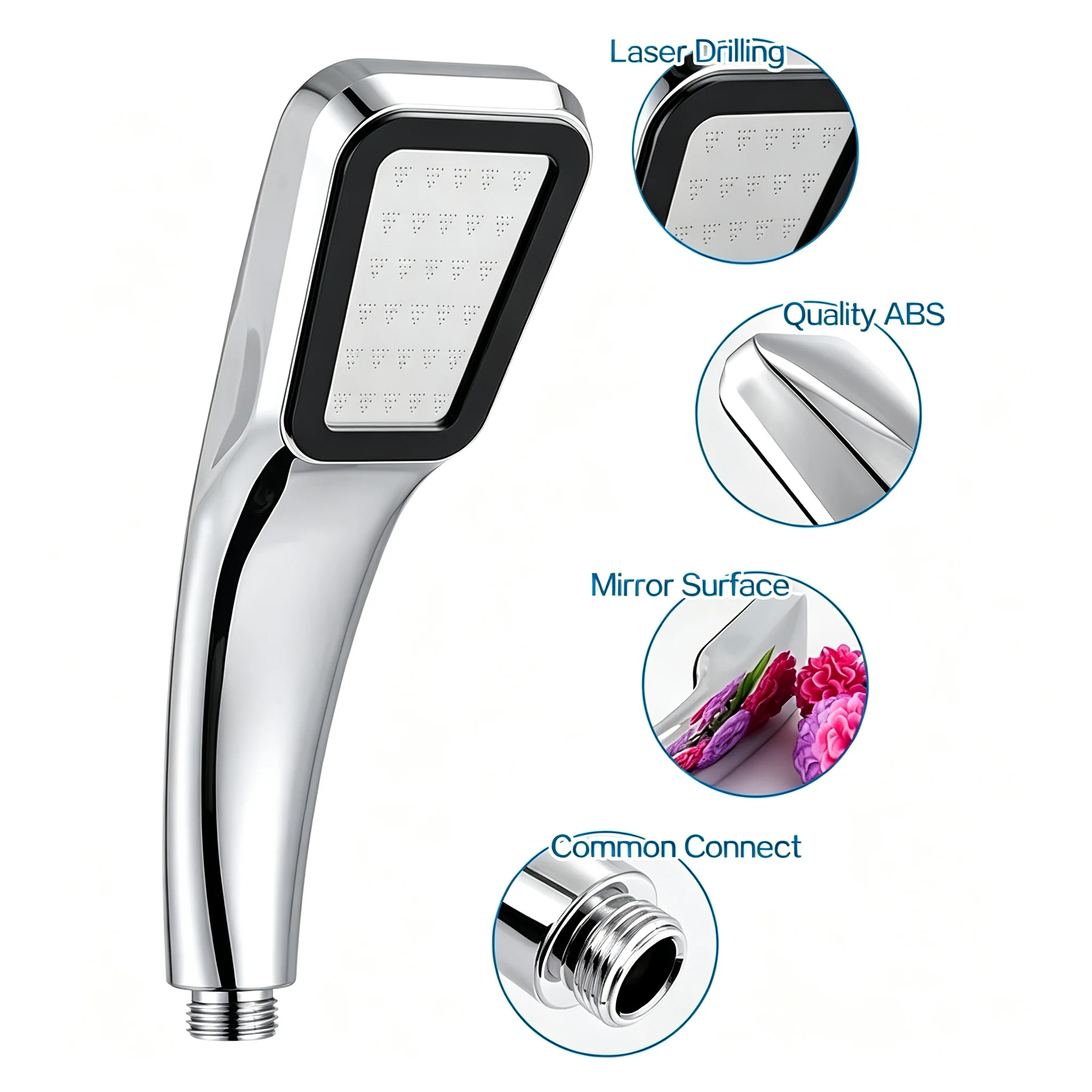 Handheld Shower Head with Boost Pressure Water Flow Spray Comfortable Refreshing Experience for All Skin Types with Wall Mount