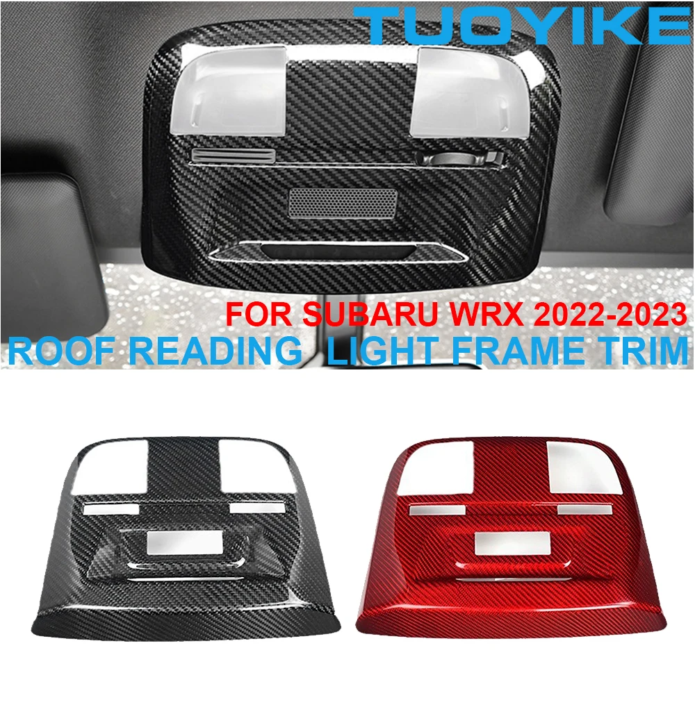 Car Styling Real Dry Carbon Fiber Interior Roof Reading Light Lamp Frame Trim Cover Sticker Decoration For Subaru WRX 2022+