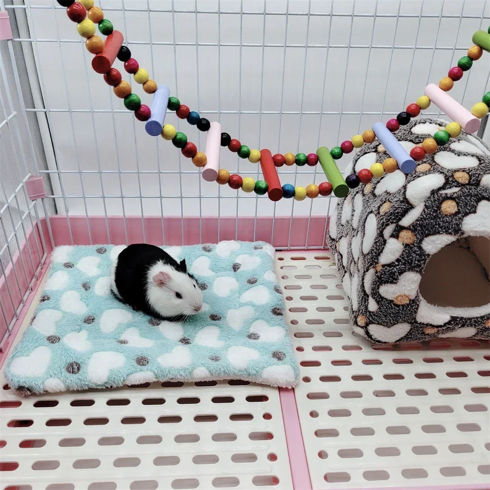 Colorful Double-sided Plush Hamster Cage Nest Mat Warm Small Pet Soft Cotton Houses Nest Pad Chinchilla Rat Rabbit Accessories