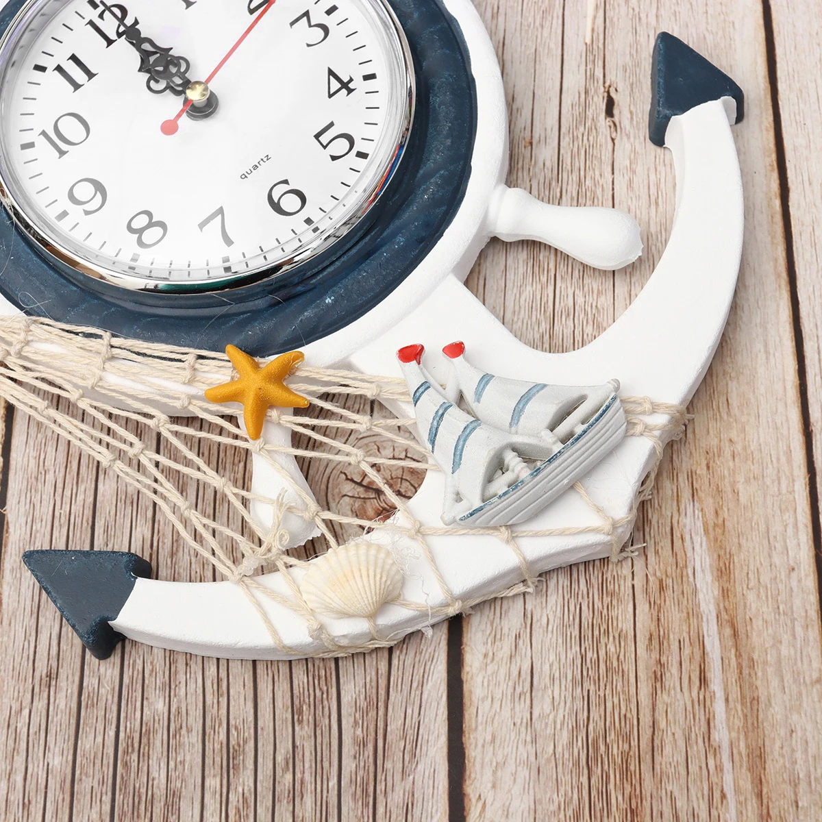 

Vintage Blue and White Rudder Clock Office Retro Decor Hanging Room Wall Anchor