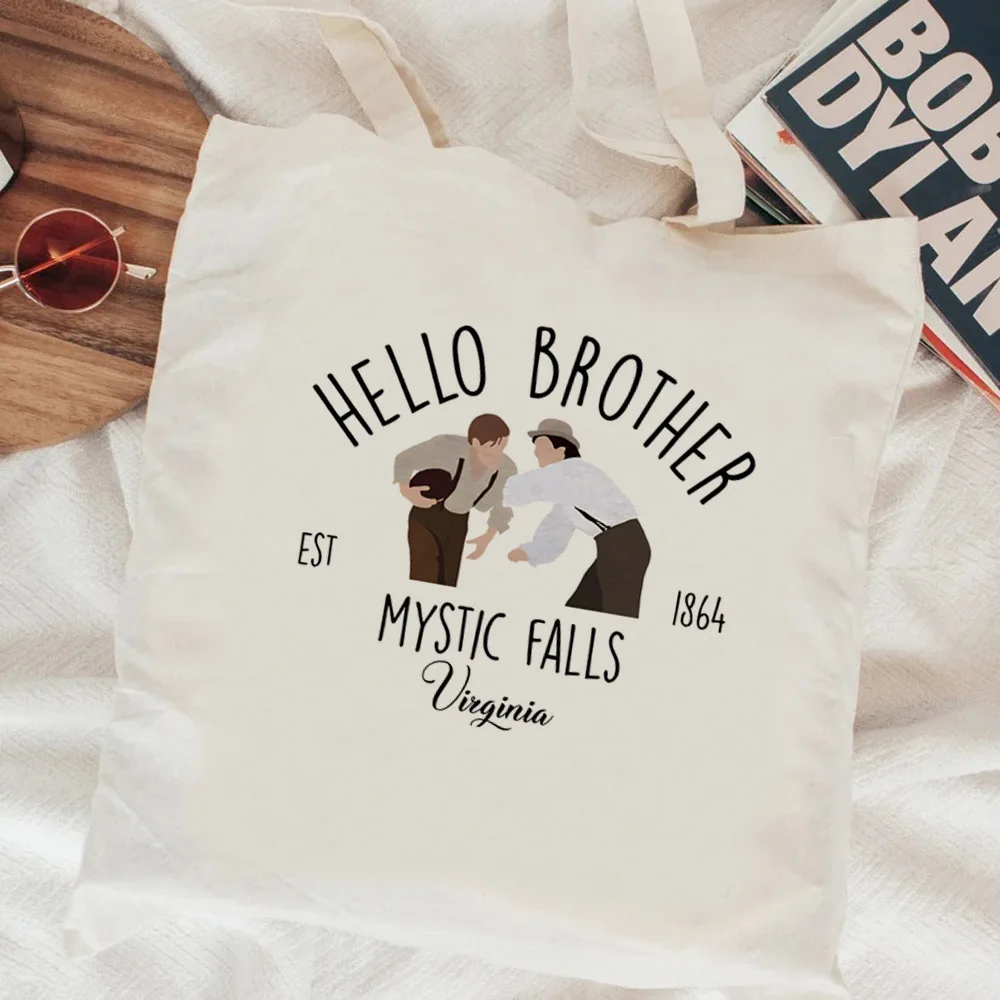 The Vampire Diaries Shopping Bag Tote Canvas Bolsas De Tela Shopper Mercearia Bolso Sacola Dobrável Pano String Sac Toile