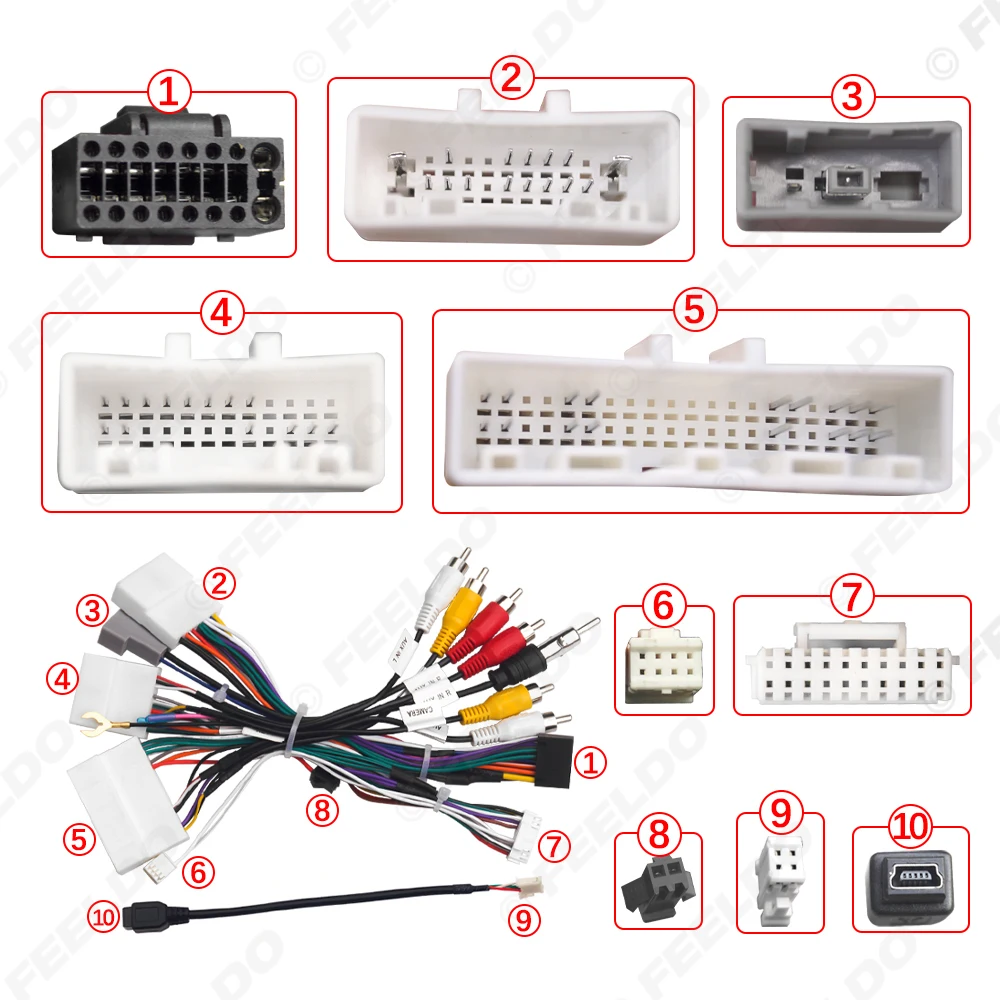 FEELDO Car 16pin Power Cord Wiring Harness Adapter For Nissan X-Trail/Altima/Qashaqi/Rogue/Rogue Sport Installation Hea