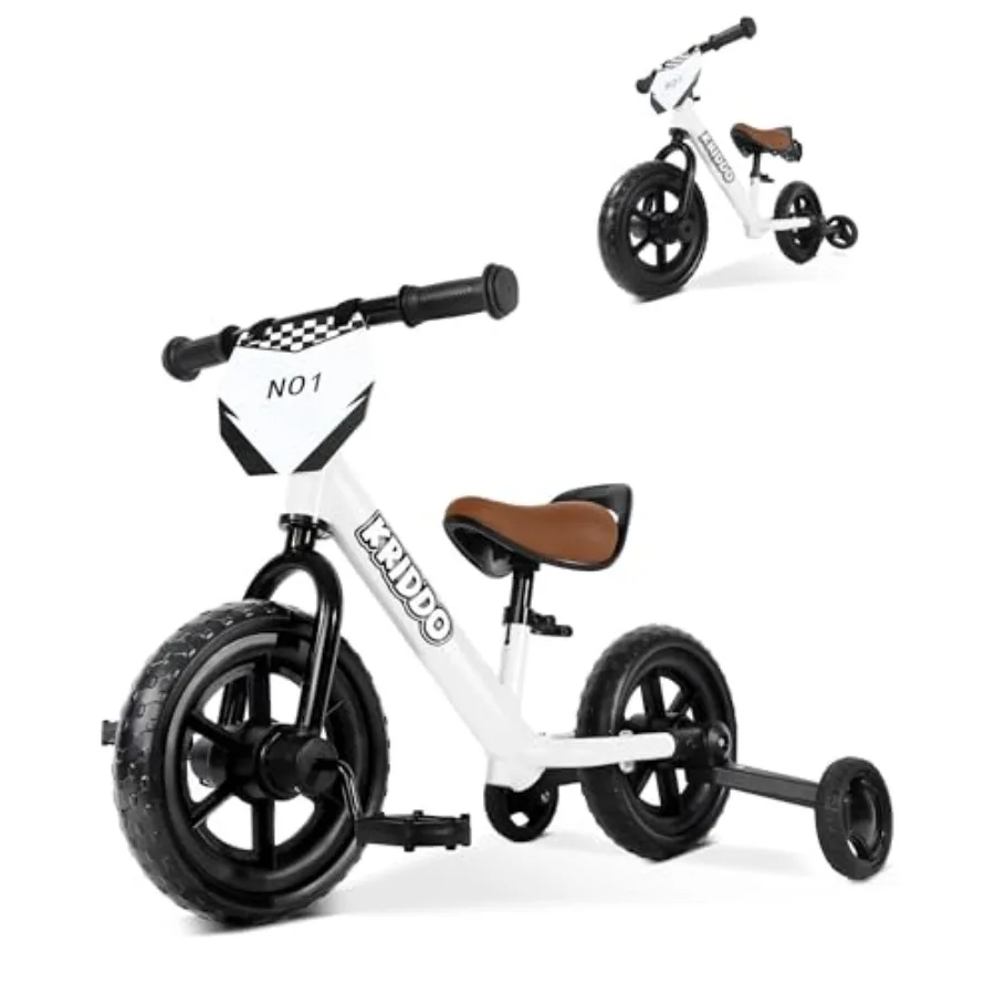 

2-in-1 Tricycle and Toddler Balance Bike 2 Year Old, Detachable Pedals and Stowable Training Wheels, DIY Plate, Riding Trikes T