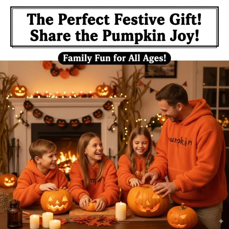 

Halloween Lamb Pumpkin Sweatshirt Winter Clothes Pumpkin Jacket Autumn Cute Head Plush Decorated Hoodie Loose Warm Pullover Top