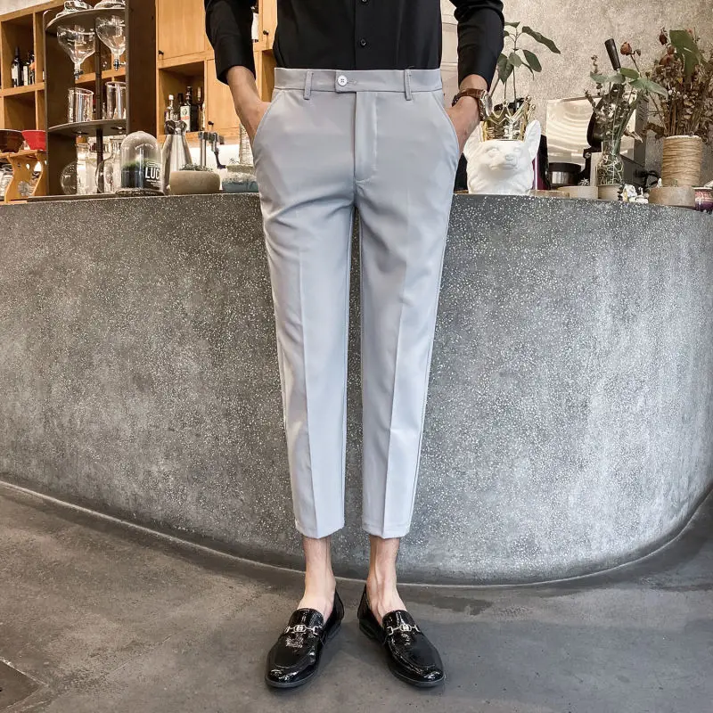 2023 New Spring and Autumn Seasons Trendy Men's Fashion Draping Straight Fit High Waist Side Button Design Sense Men's Pants
