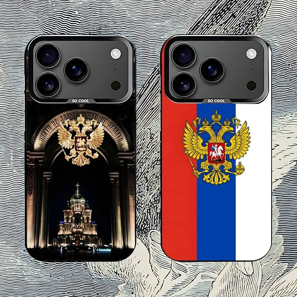 Russia Flag national emblem Phone Case For iPhone 17,16,15,14,13,12,11,Pro,XS,Max,Plus,Mini,SE4,E Black Matte Shockproof Cover