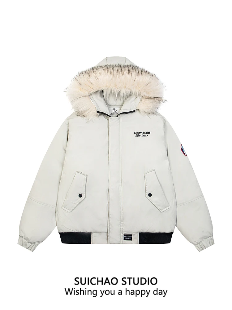 

Suichao American Sle Retro Thi Warm Fur Collar Cotton Parka Waterproof Anti-Static Couples Outerwear Casual Youth Polyest...