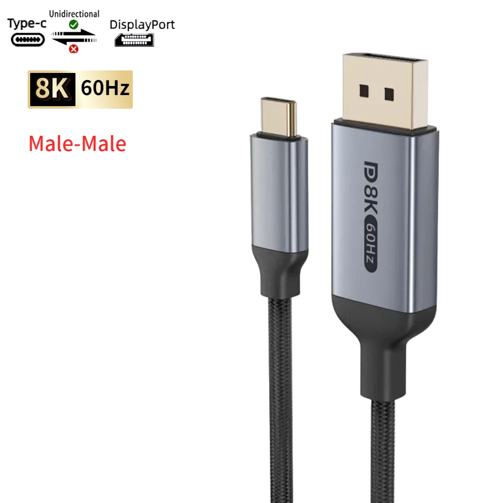 USB Typ C auf DisplayPort-Kabel, bidirektional/nicht bidirektional, 8K@60Hz, 4K@120Hz DP 1.4 auf USB C-Kabel für DELL Laptop Samsung – Detail 3