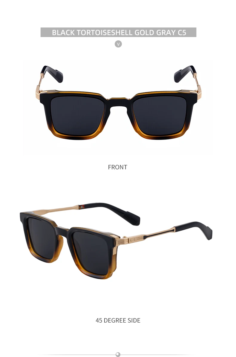 Polarisierte klassische quadratische Sonnenbrille für Herren 2026 – Luxusmarke Steampunk Fahrsonnenbrille für Männer – Vintage Outdoor-Brillen – Detail 18