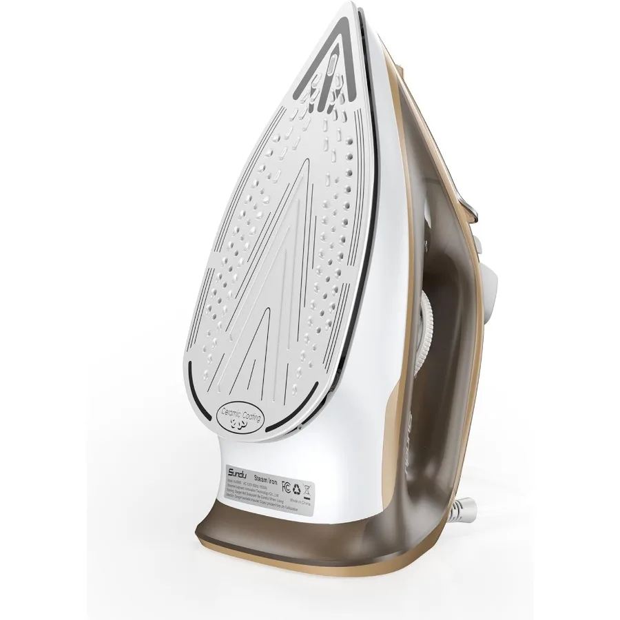 Plancha de vapor de 1500W para ropa con tanque de agua de 11,84 oz, suela de cerámica de calentamiento rápido de 15 segundos, goteo, apagado automático, ráfaga de vapor