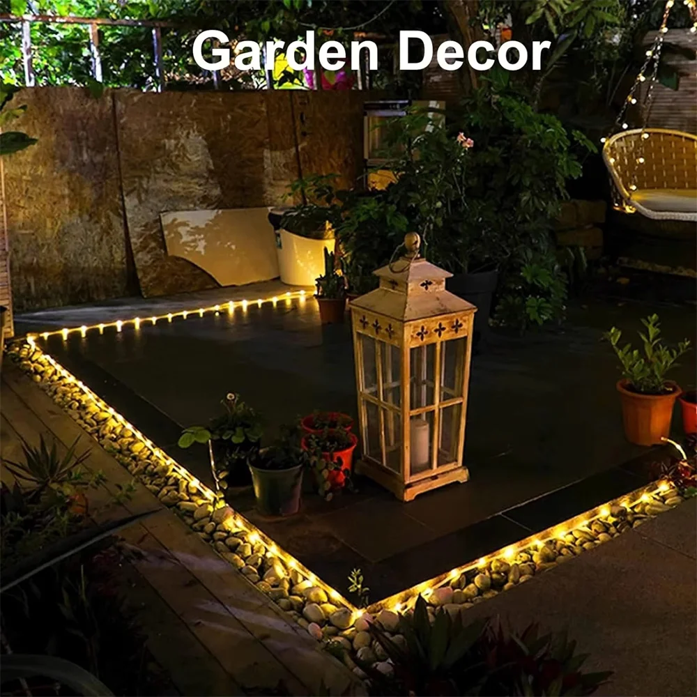 LED Solar Tube Rope String Lights Waterproof Christmas Decoration Multicolor Outdoor Garden Yard Party Wedding Decoration