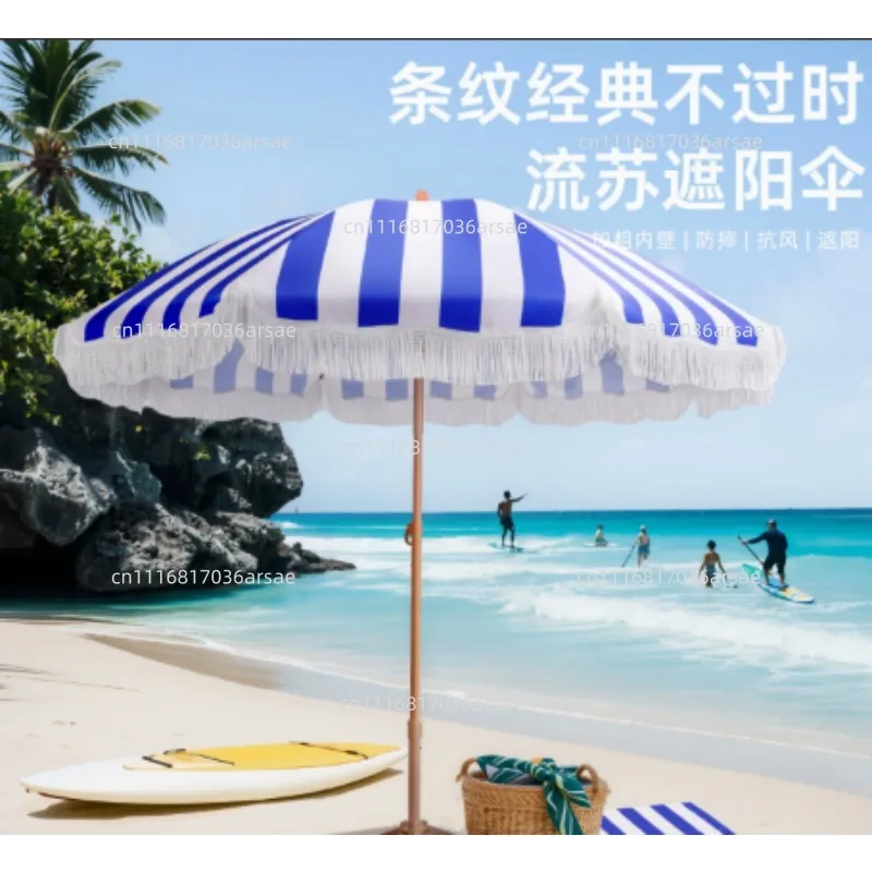 Seaside Resort Beach Umbrella Courtyard  Tassel Umbrella Sun Pool Sun Protection