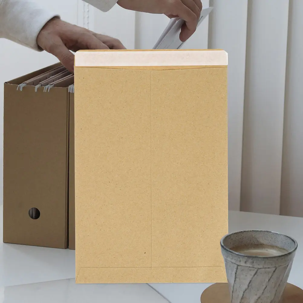 

100Pcs Thick Kraft Paper Envelopes Classic Size Document Pouches for Postcards Photos Cards Letters Projects Vintage Interoffice