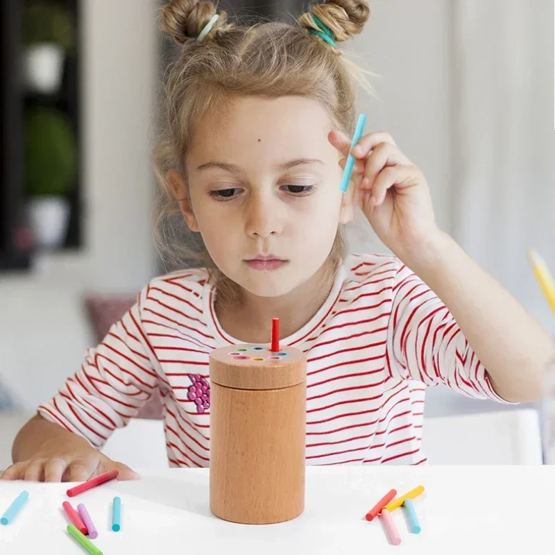 Drewniane zabawki dopasowujące Montessori dopasowujące kolory sortowanie kij zabawka balansowa umiejętności motoryczne nauka matematyki zabawki edukacyjne dla dzieci