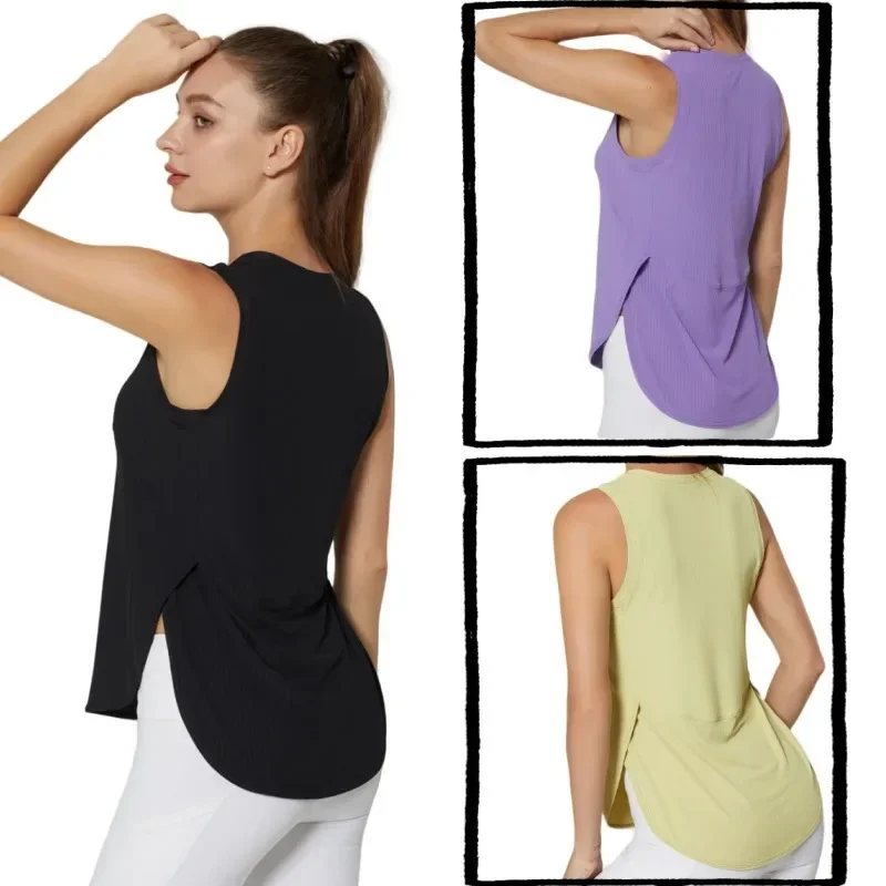 Camiseta deportiva sin mangas para mujer, Top corto para gimnasio, ropa de Yoga, chaleco para Fitness, ropa deportiva para correr y correr