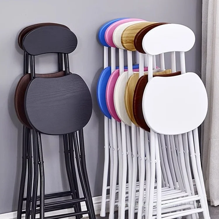 #Modern Foldable Metal Garden Stool Round Soft Padded Seat Chair Folding bar Stools for Kitchen