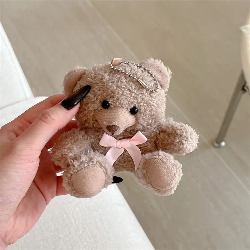 귀여운 만화 털 플러피 곰 헤드셋 케이스 애플 에어팟 프로 2 3 4 커버 실리콘 플러시 헤드폰 케이스 에어팟 4 펀다