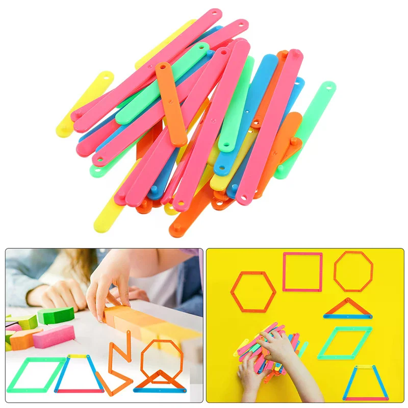 10/20/50 szt. Kolorowe, łączne pręty wielokątne, kształty wielokątne, kątowe pręty edukacyjne, zabawka edukacyjna Montessori do nauki matematyki, prezenty dla maluchów