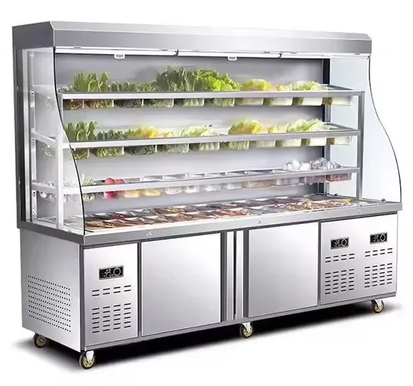 Venta al por mayor Malatang vitrina de mantenimiento fresco de verduras 1300L vitrina refrigerada de mantenimiento fresco