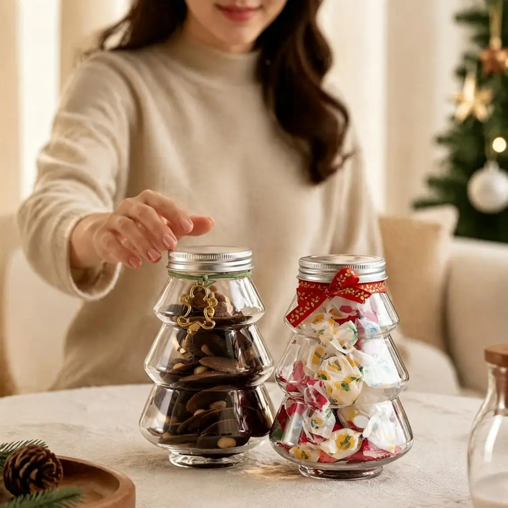 Christmas Tree Shaped Bottles Food Grade Pet Bottles 5pcs Christmas Tree Plastic Bottles Food Grade Drink Dispensers for Juice