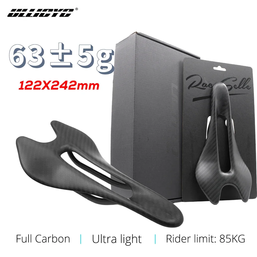 

ULLICYC Full Carbon Fiber Bike Saddle - Ultralight 63g, 3K Matte, Oval 7x9cm Rails, for Road/MTB/Gravel Bikes