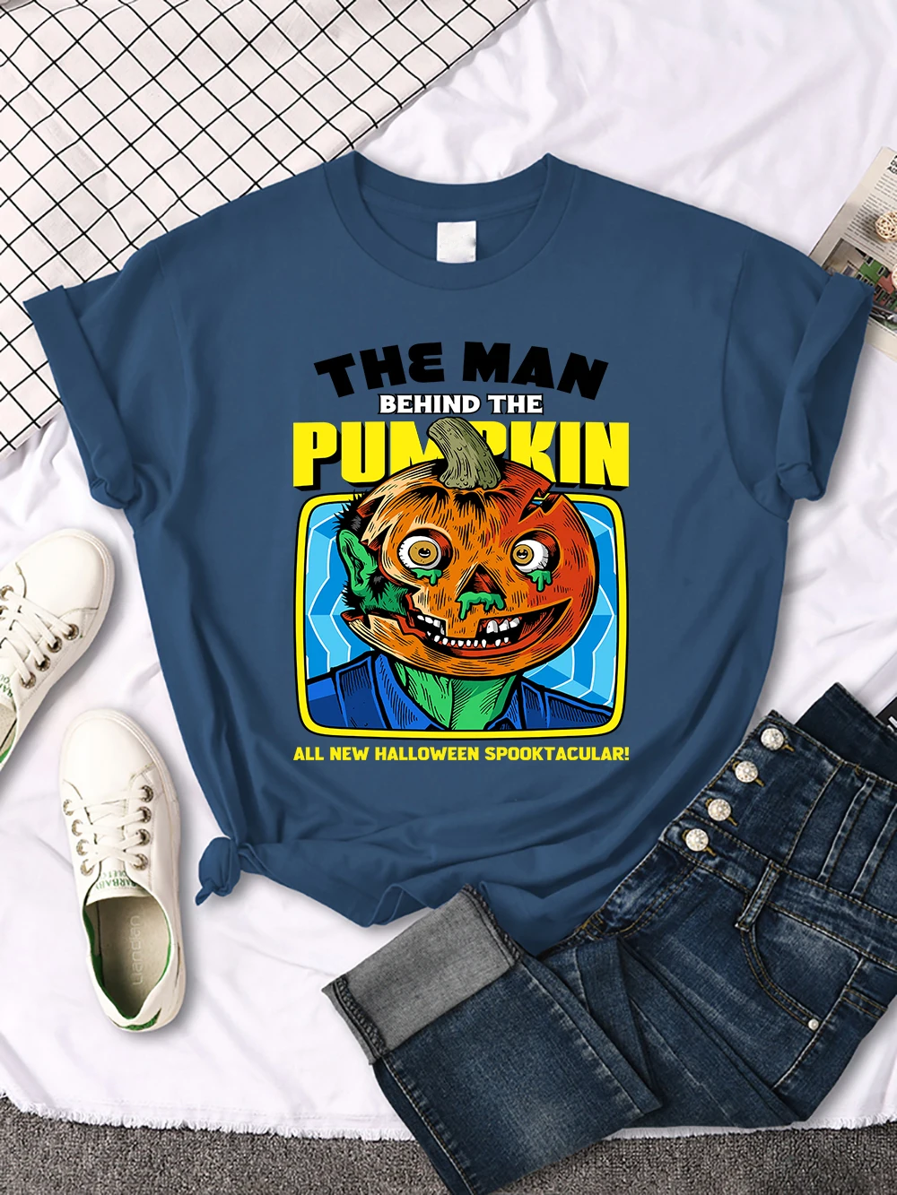 The Man Behind The Pumpkin Prints  Basics Women T-Shirt All-Match Casual Tee Comfortable Multicolor Streetwear Female Soft Top