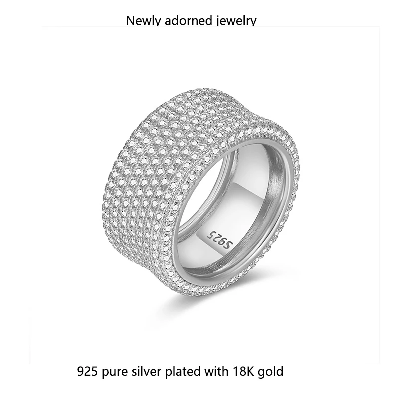 

S925 silver European and American cross-border bestseller, full 1.2mm moissanite men's ring, fashionable dazzling hollow ring, h