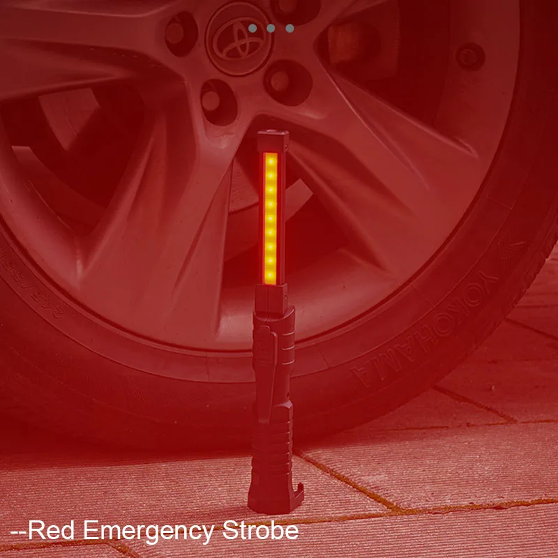 6* 1* COB XPE LED Pocket Emergency Flashlight 18650 Type C Garage Work Light Foldable Car Inspection Lamp Red Warning Lantern