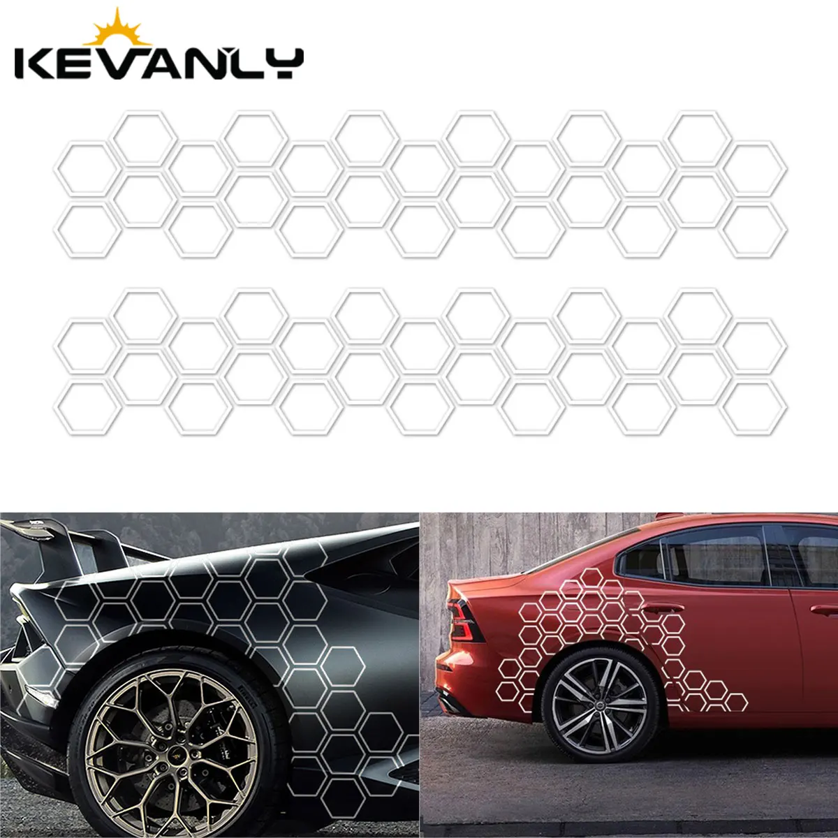 

2pcs Car Cool Sticker Universal Car Graphics Honeycomb Open Style Sticker Auto Graphics Decor Tuning Car Side Sticker RGB White