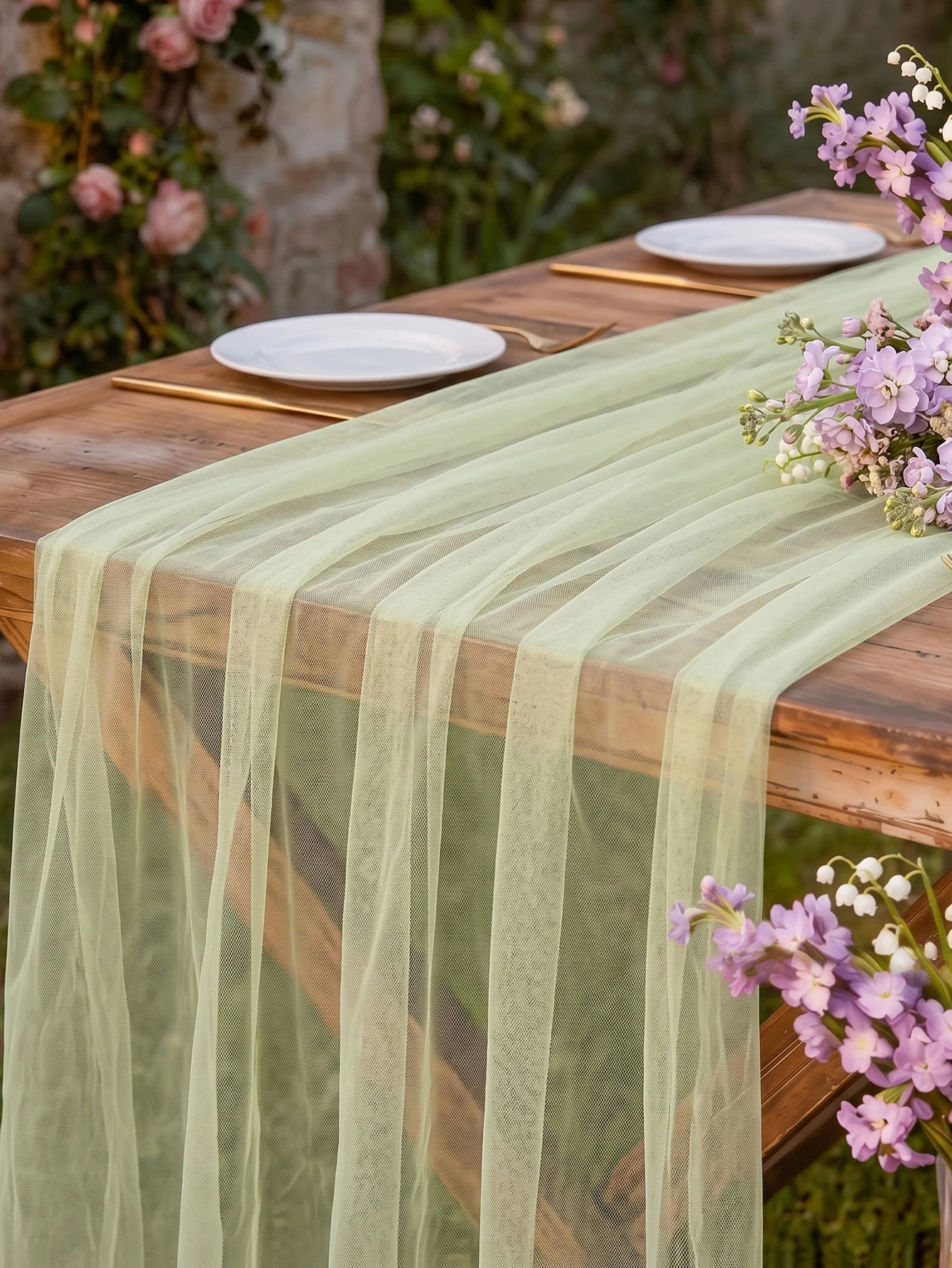 Mint Green Gauze Table Runner 118 Inch, Seasonal Sheer Dining Holiday Wedding Birthday Baby Shower Table Decor for Home Party